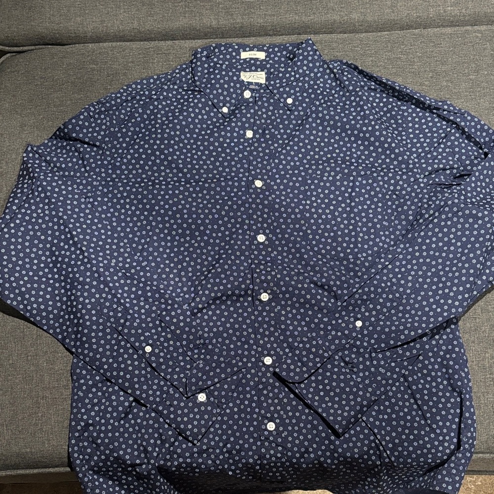 J. Crew Dark Blue Floral Button Down Shirt